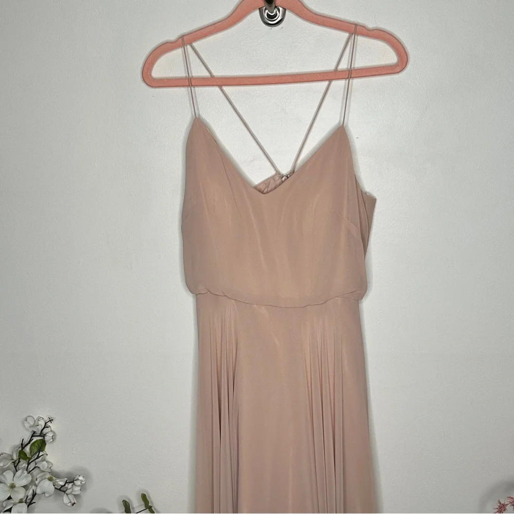 BHLDN Blush Pink Maxi Spaghetti Strap Bridesmaid Dress - Picture 2 of 7